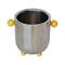 Hello Honey Stainless Steel Ice Bucket with Citron Color Enameled Ball Handles and Feet, Silver